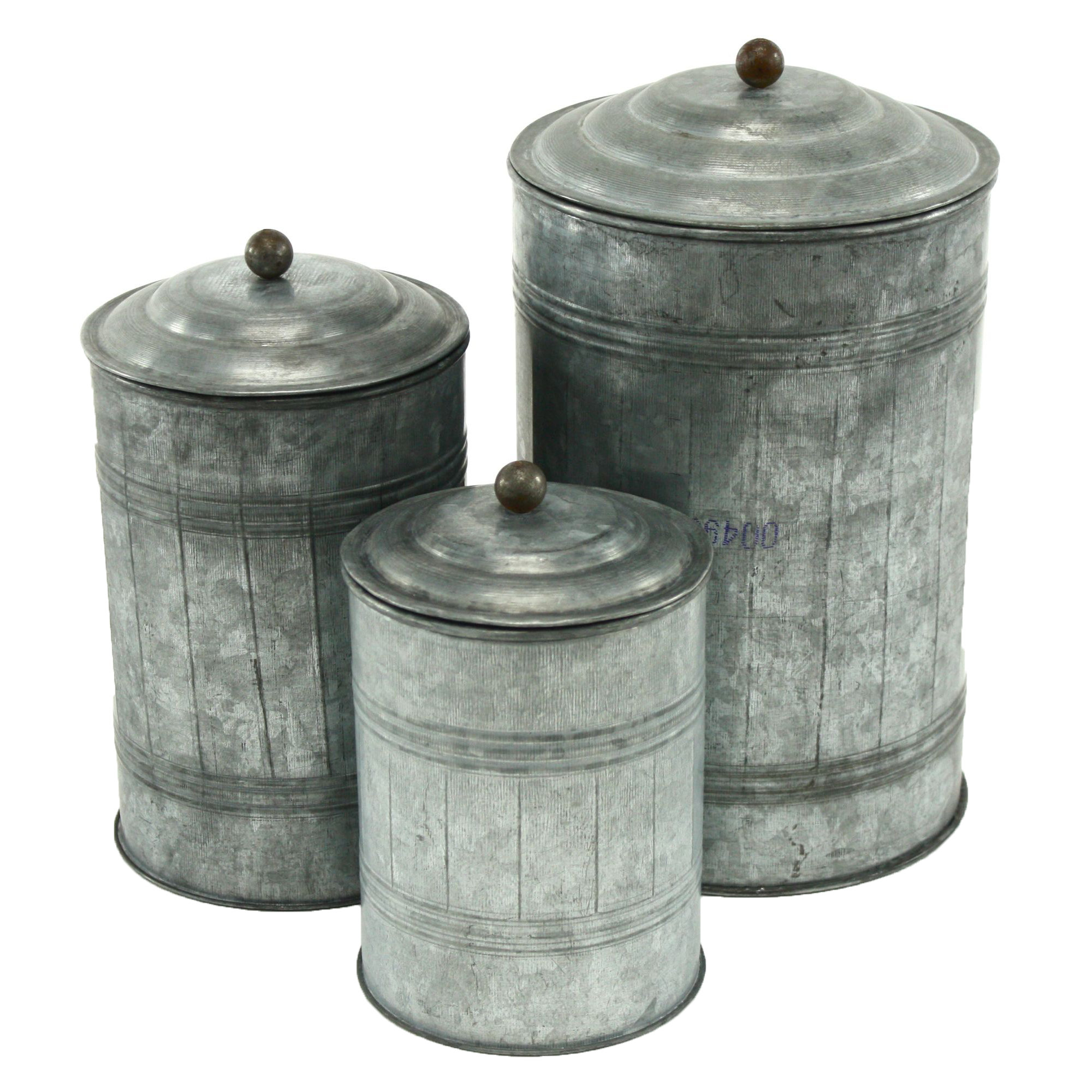 Aspire Galvanized Metal 3 Piece Decorative Jar Set & Reviews Wayfair